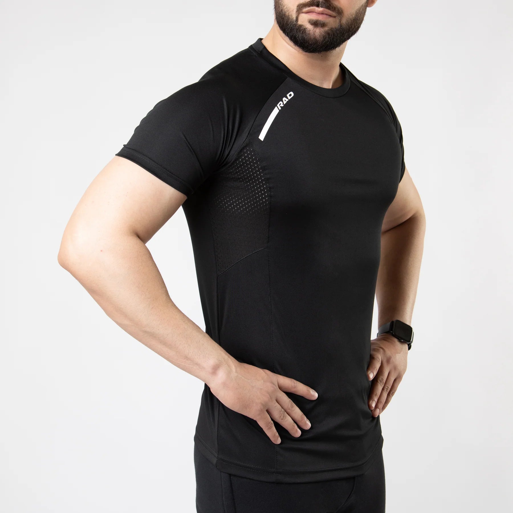 Black Air-O Series T-Shirt with Ventilated Mesh Panels