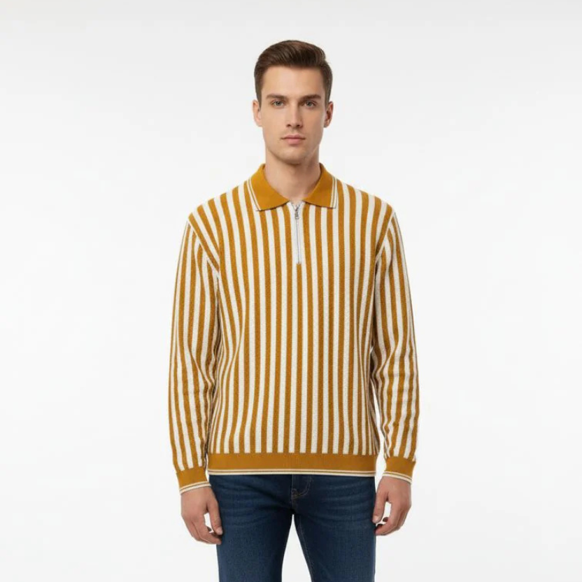 Old Money Full Sleeve Zipper Design (Orange and white)