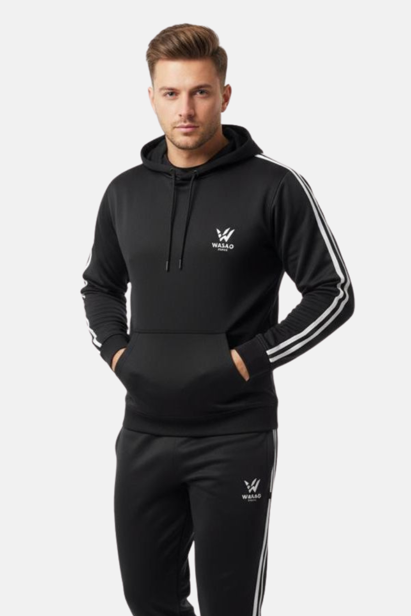 Wasao winter hoodie tracksuit (black)