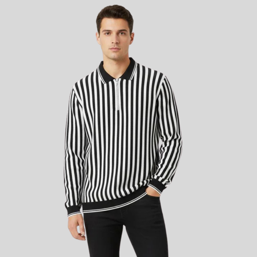 Old Money Full Sleeve Zipper Design (Black and White)