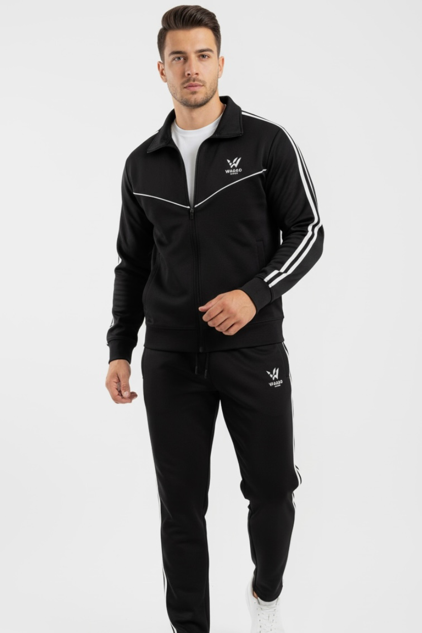 Wasao Premium Winter Tracksuit  (Black color)