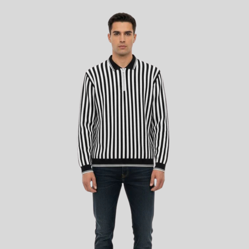 Old Money Full Sleeve Zipper Design (Black and White)