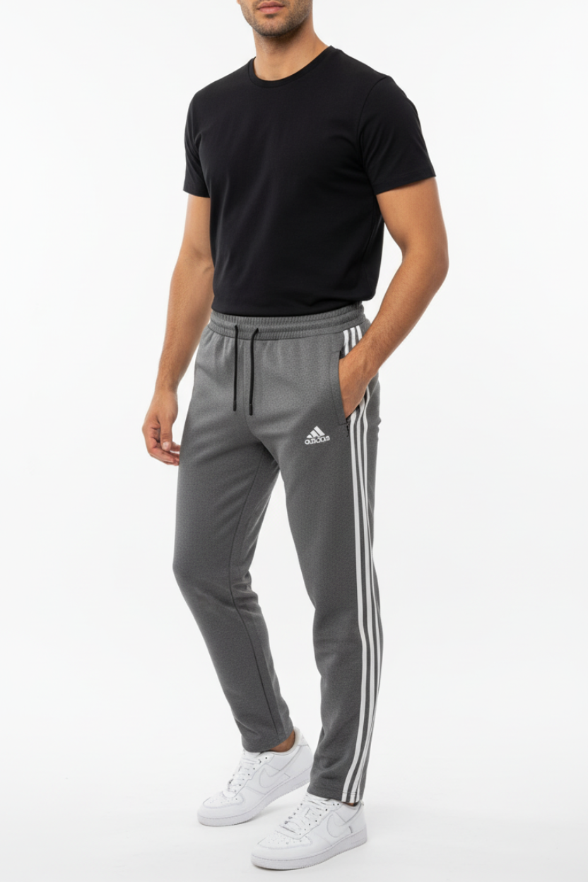 Drak Grey Premium Micro Stretch Pants with Three White Stripes