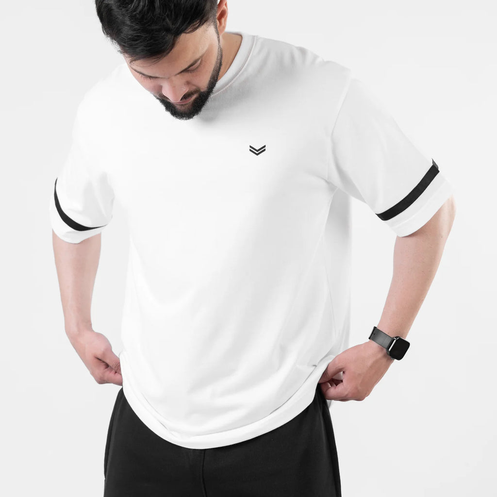 White Oversize T-Shirt with Black Stripes