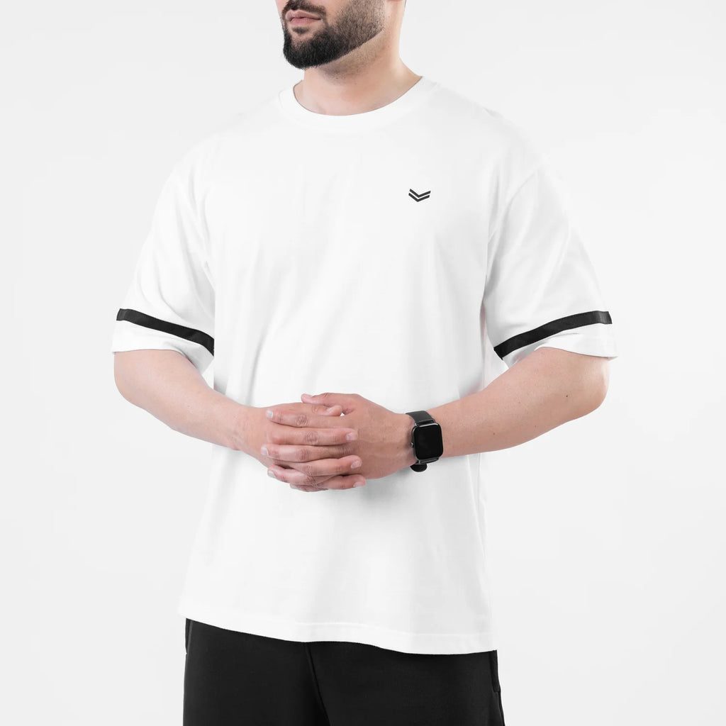 White Oversize T-Shirt with Black Stripes