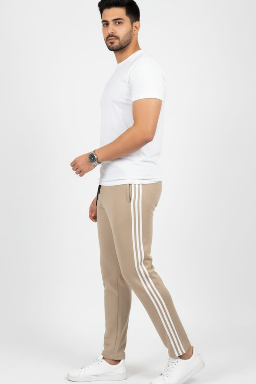 3 stripes light brown casual trouser