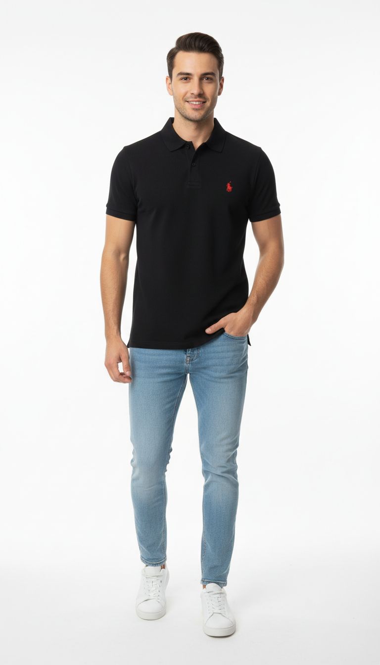 Men’s Black Polo Signature Pony Embroidered Short Sleeve