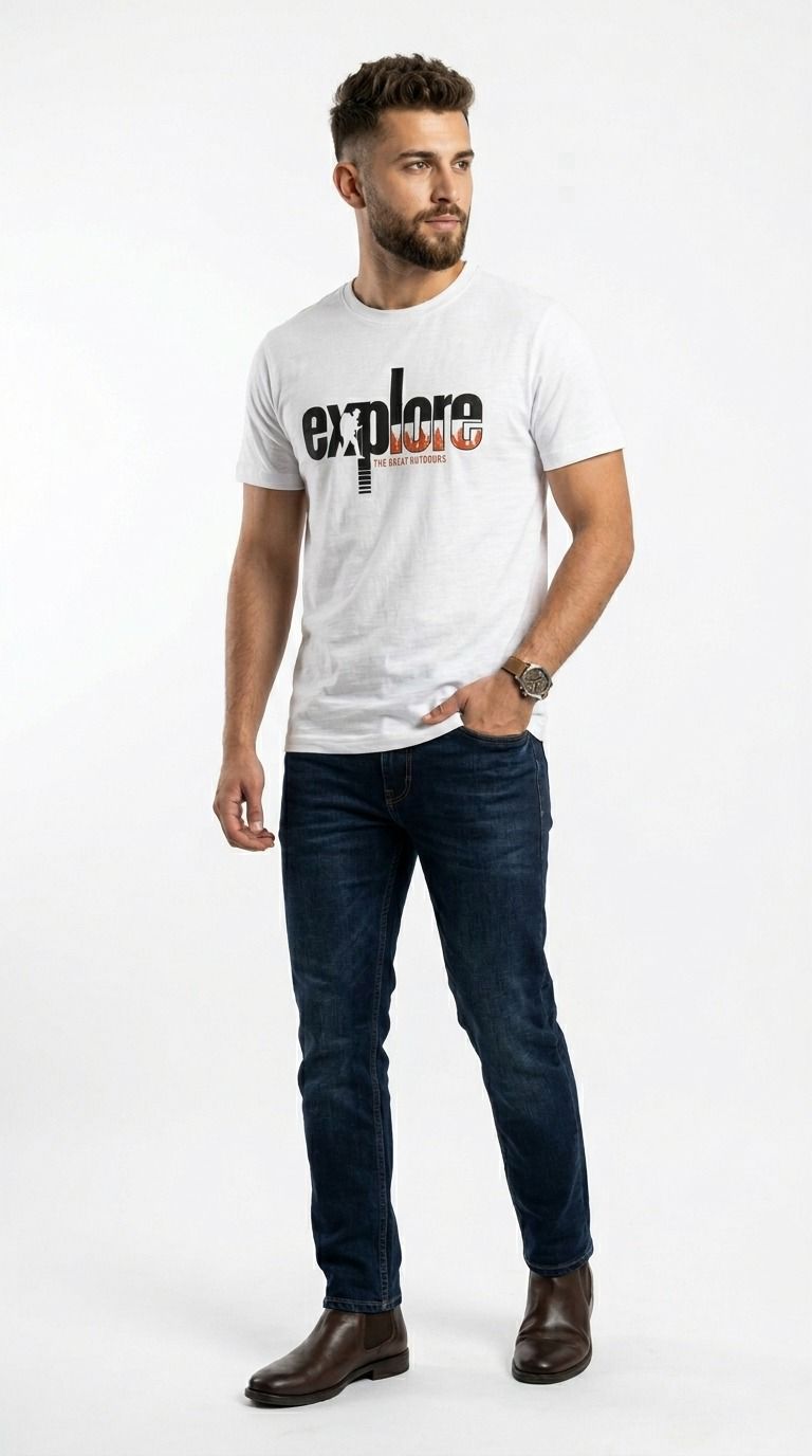 White GRAPHIC HALF SLEEVES MEN’S T-SHIRT