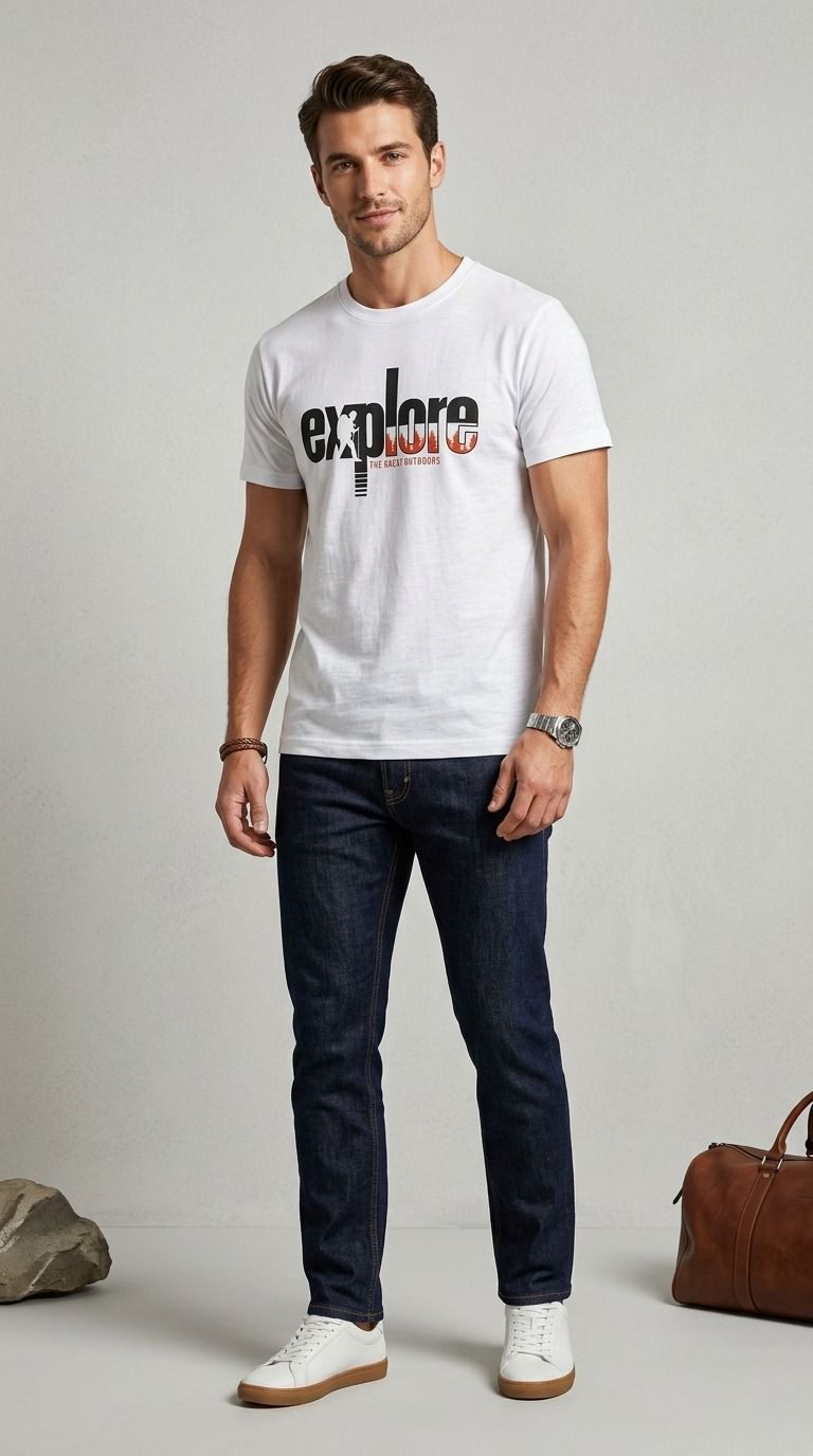 White GRAPHIC HALF SLEEVES MEN’S T-SHIRT