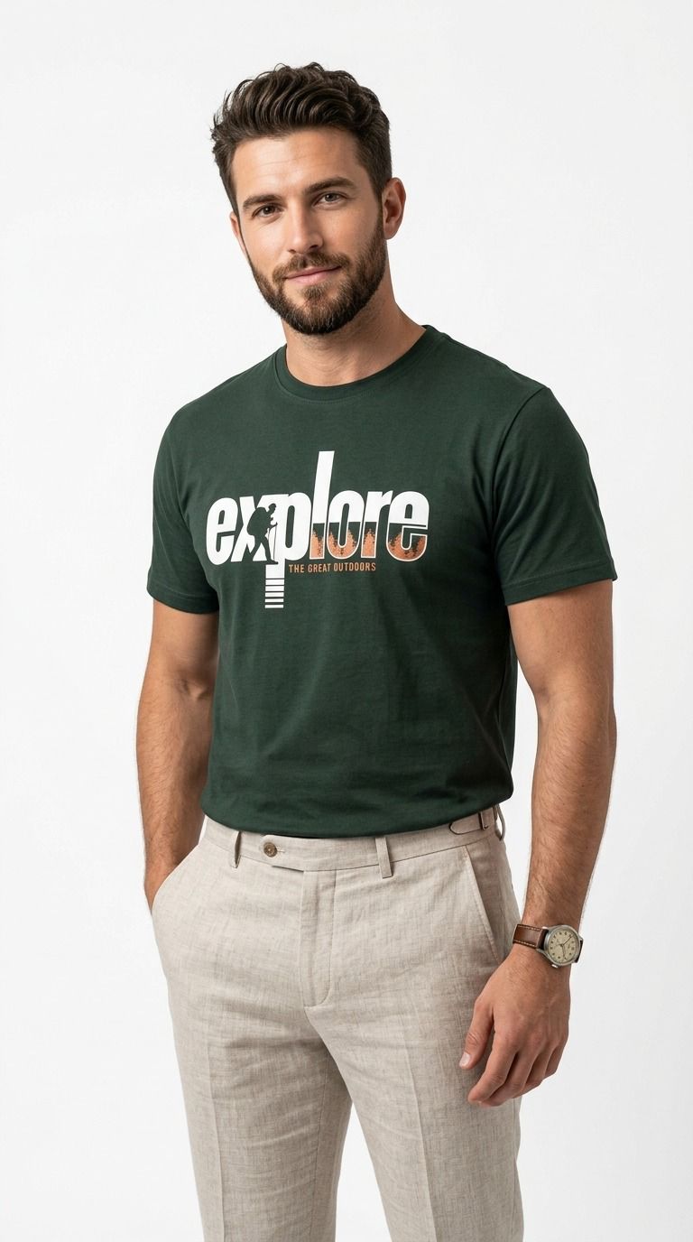 Explore Green GRAPHIC HALF SLEEVES MEN’S T-SHIRT