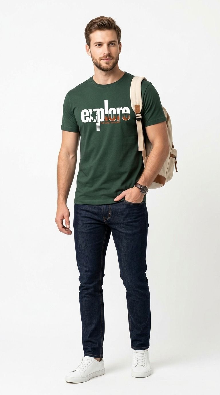 Explore Green GRAPHIC HALF SLEEVES MEN’S T-SHIRT