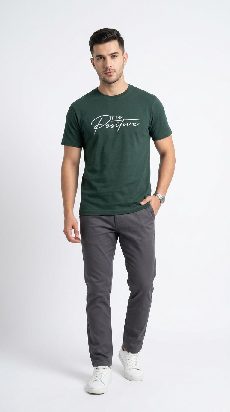 Green GRAPHIC HALF SLEEVES MEN’S T-SHIRT