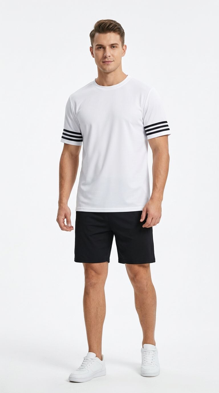 WHITE SELF PREMIUM DRY FIT CREW NECK T-SHIRT