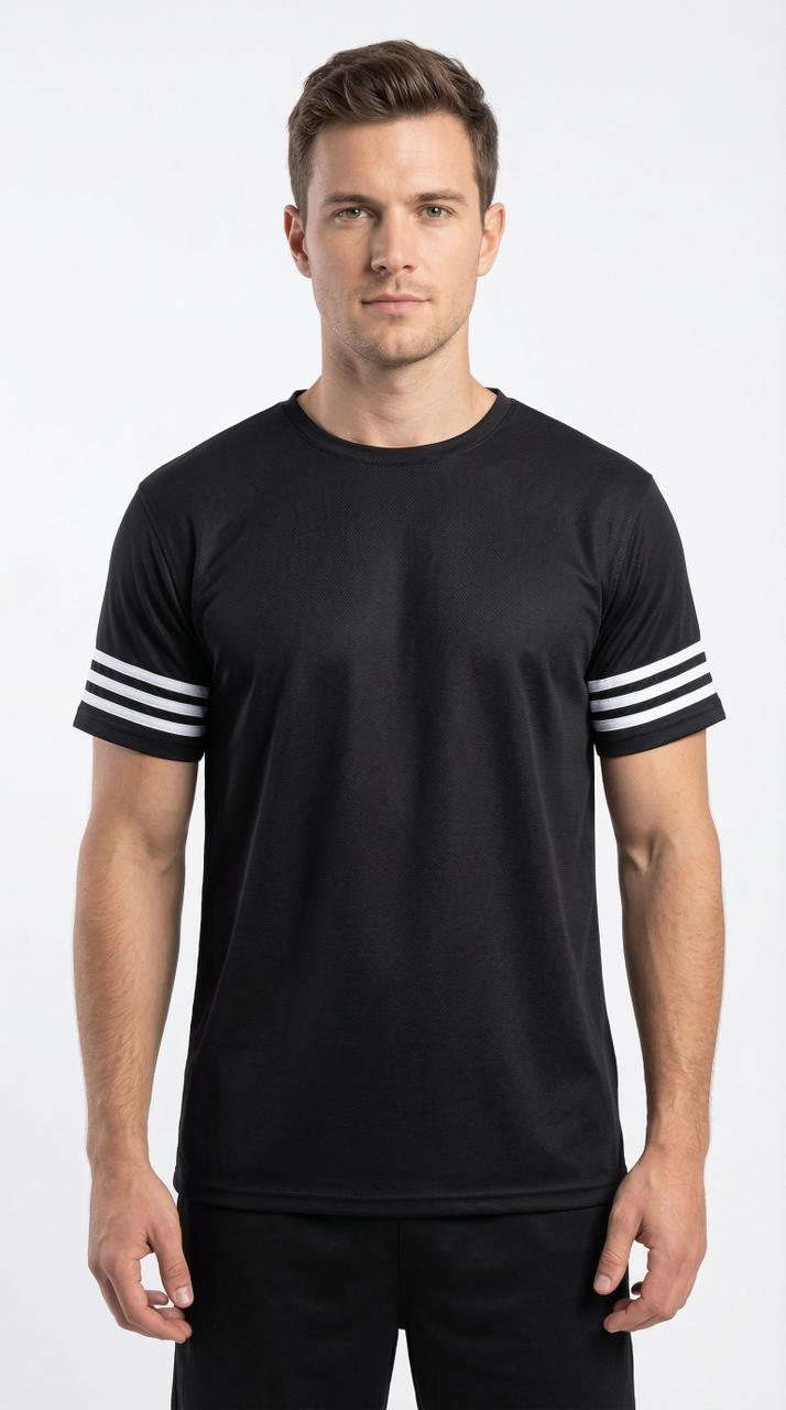 BLACK SELF PREMIUM DRY FIT CREW NECK T-SHIRT