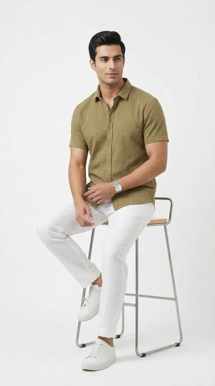 MUSTARD PREMIUM TEXTURED CASUAL SHIRT