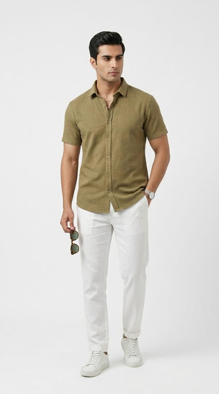 MUSTARD PREMIUM TEXTURED CASUAL SHIRT