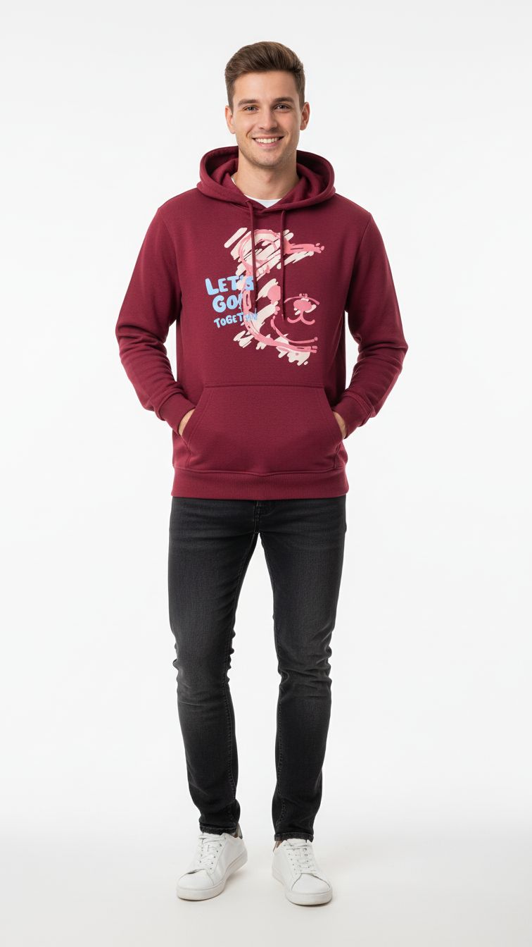 Men’s printed hoodie (Mehroon)