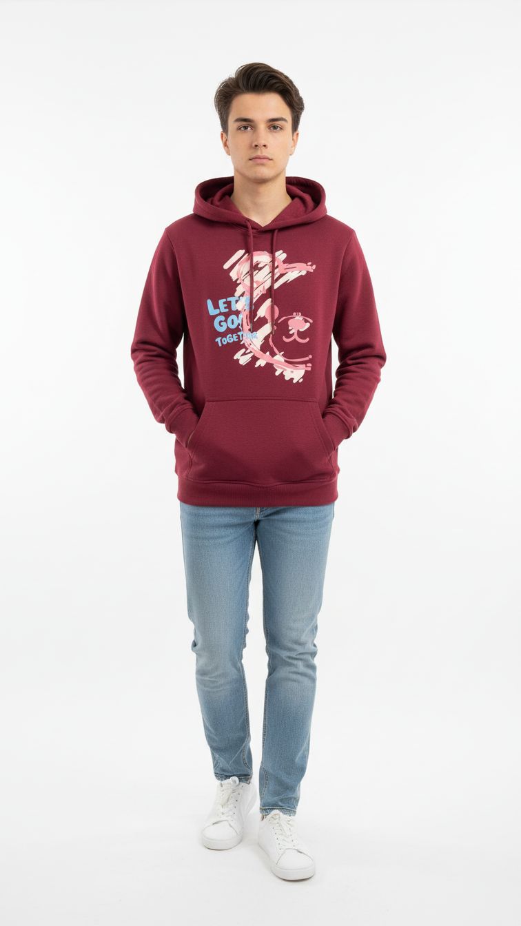 Men’s printed hoodie (Mehroon)