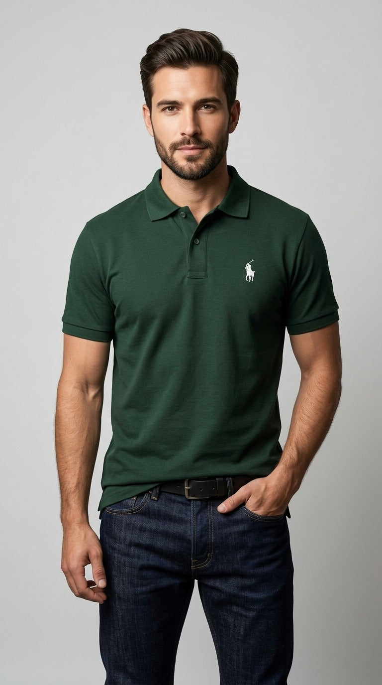 Men’s Dark Green Polo Signature Pony Embroidered Short Sleeve